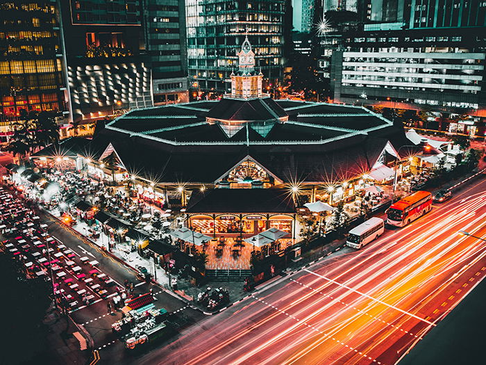 Motion blur photo of a busy street