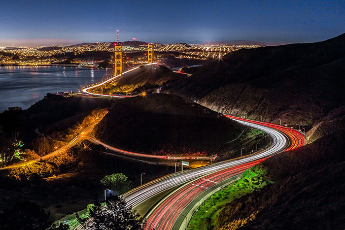 Motion blur photo of the traffic in San Francisco