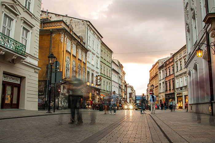 Motion blur photo of an old town