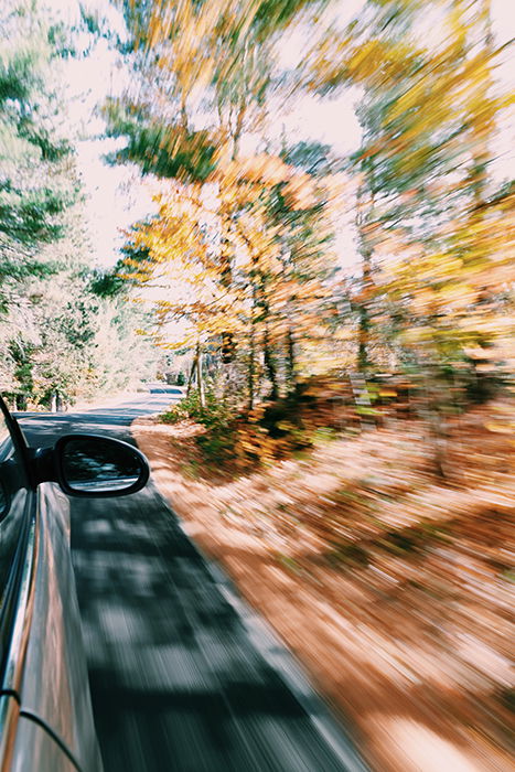 Motion blur photo shot from the window of a car