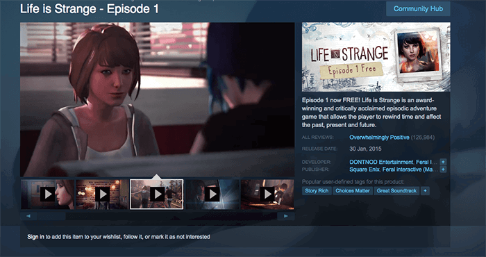 a screenshot from 'Life is Strange' photography games 