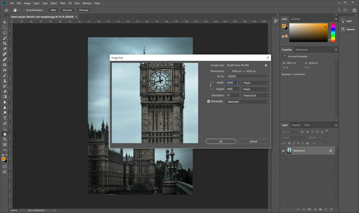 Resizing PPI value of an image in Adobe Photoshop