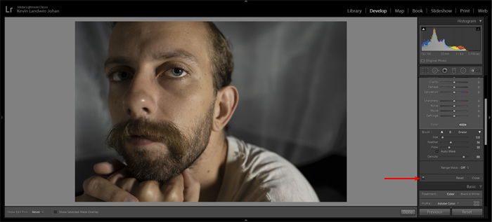 a screenshot showing how to enhance eyes in Lightroom 