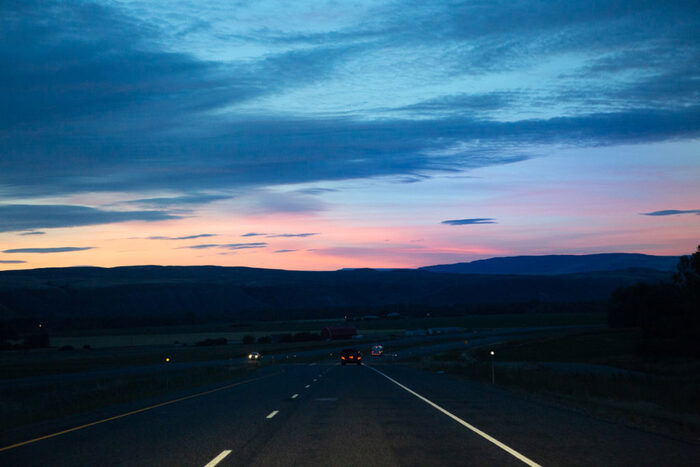 Photo of the sky at dawn shot from the driveway