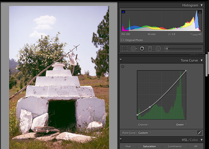 Screenshot of editing a photo in Lightroom - matte effect