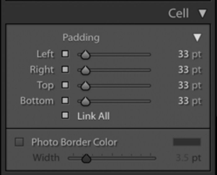 Illustrative photo of padding settings in Lightroom