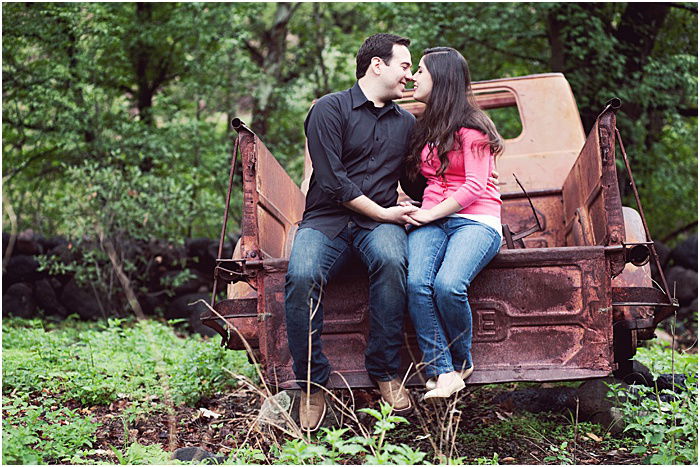 A romantic shot of a couple almost kissing 