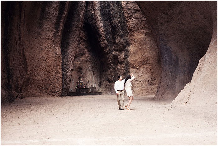 A romantic shot of a couple dancing in a beautiful location 