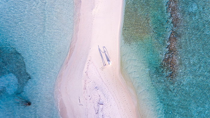 Drone wedding photo on a beach