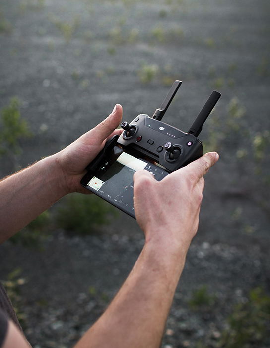 Photo of a control remote of a drone