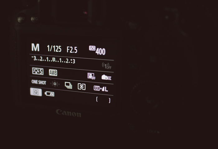 Photo of the LCD screen of a camera shot in the dark