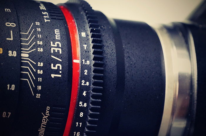 a close up of a camera lens