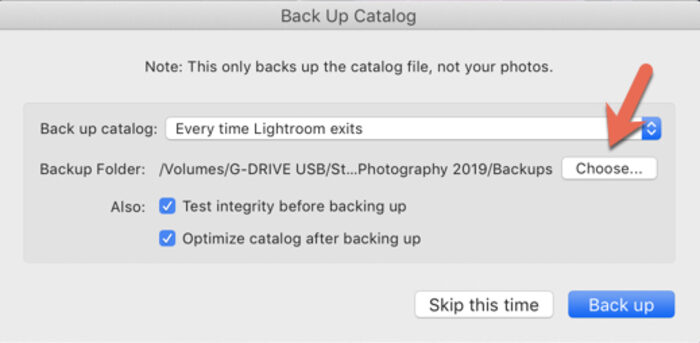 Screenshot of Lightroom Catalog