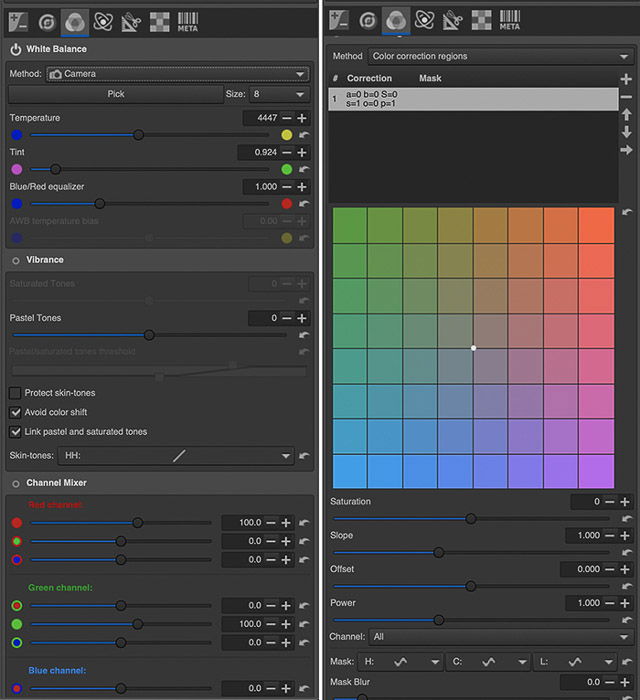 Screenshot of the Color section within the Editor tab