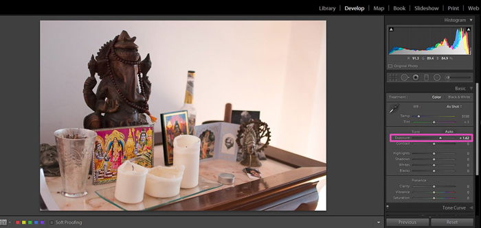 a screenshot of adjusting the white balance of a photo in Lightroom