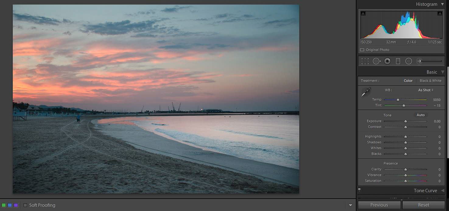 a screenshot of adjusting the white balance of a photo in Lightroom