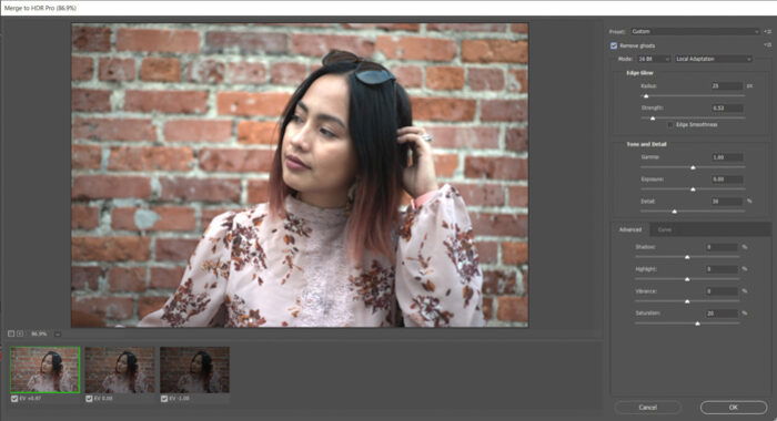 Editing a portrait photo