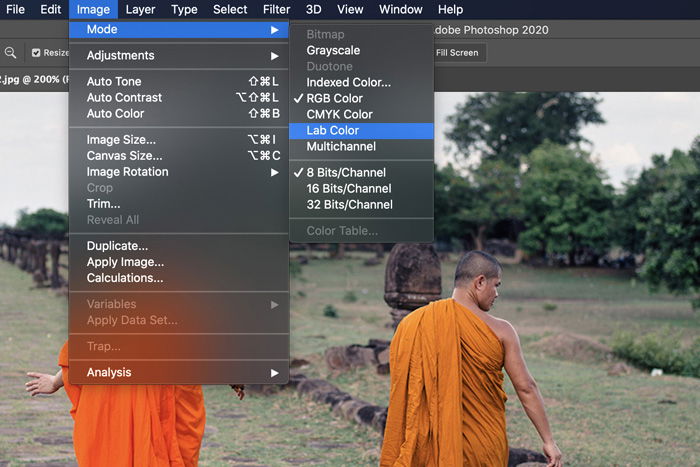 a screenshot showing how to use Lab Color in Photoshop