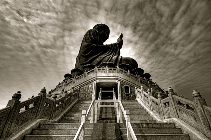 HDR photo of the side of a Buddha statue