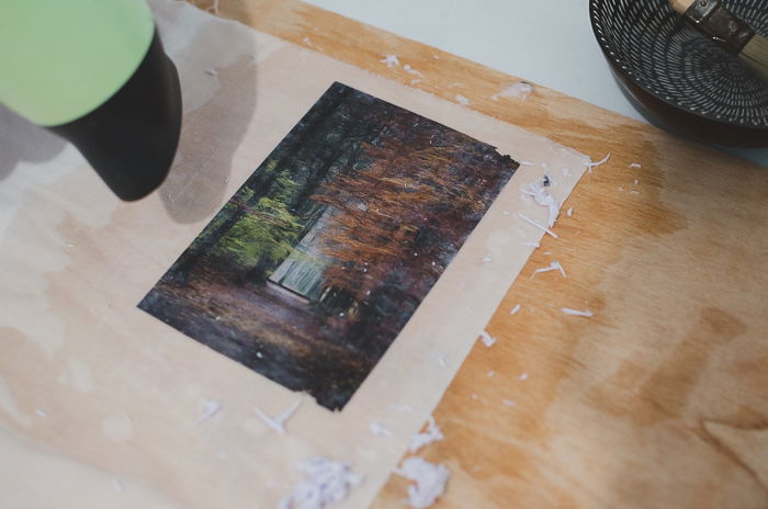 Drying the paper with a hairdryer