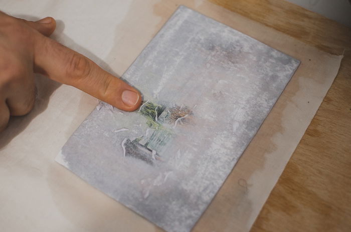 Photo of a soaked paper on a table