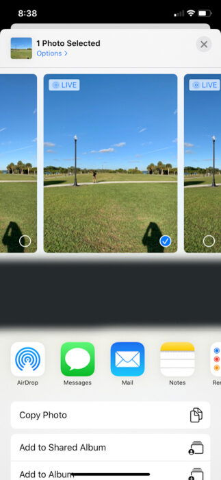 Selecting photos on iPhone