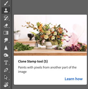 A screenshot of using the clone stamp tool in Photoshop