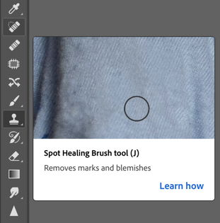 A screenshot of using the spot healing to edit fashion photos in Photoshop