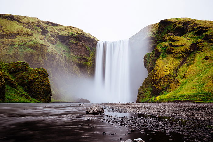 Time-lapse photo of a waterfall