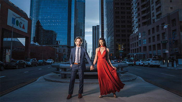 Photo of a couple holding hands on the streets of LA