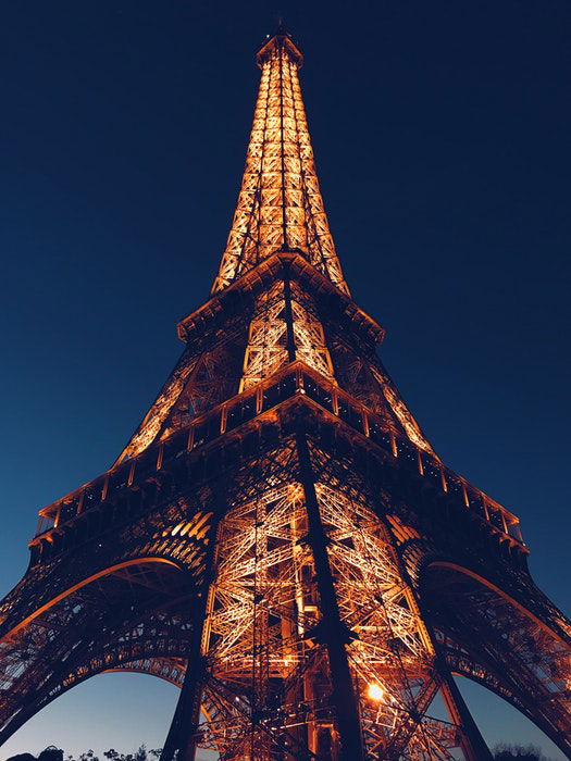 The Eiffel tower at night