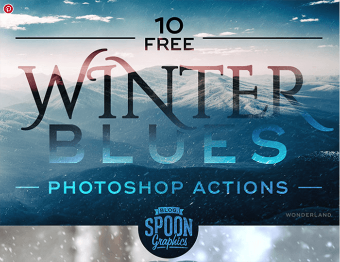 Screenshot of free Winter Blues Photoshop action graphic