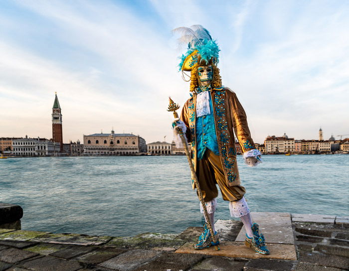 Masked model in Venice, Italy during Carnival.