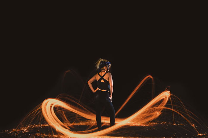 photo of a girl with steel wool effects