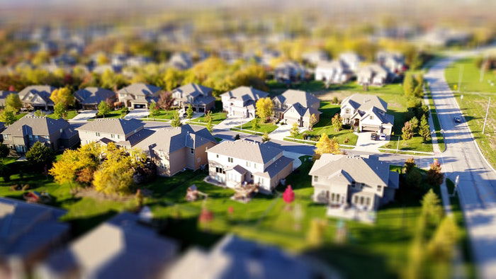 Birds eye view of houses