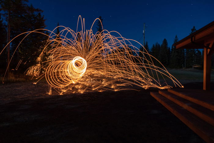 steel wool photography with spiral effect