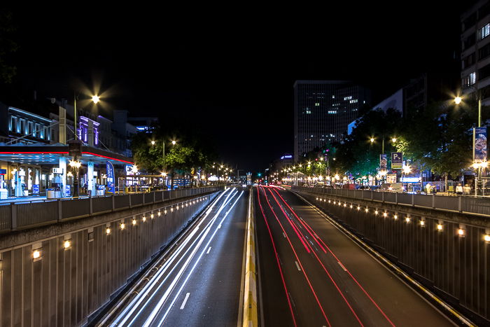 light trail photo of cars on a highway