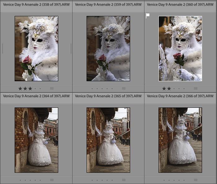 Screenshot of culling images in lightroom