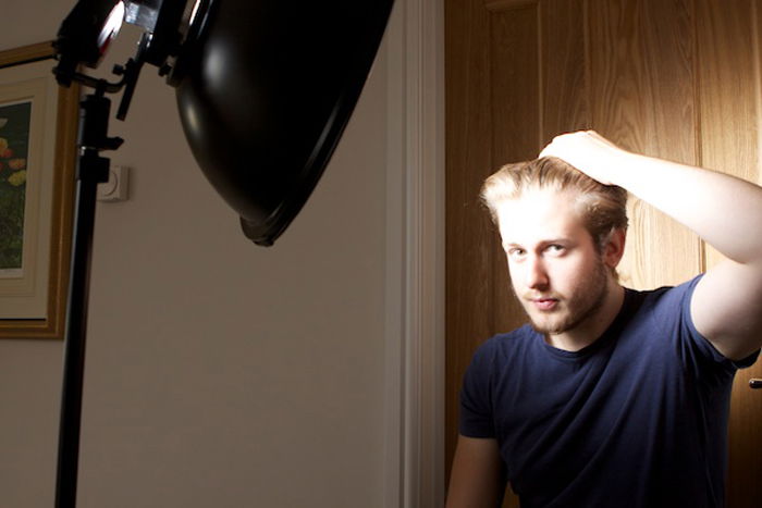 Portrait set up with a beauty dish lighting