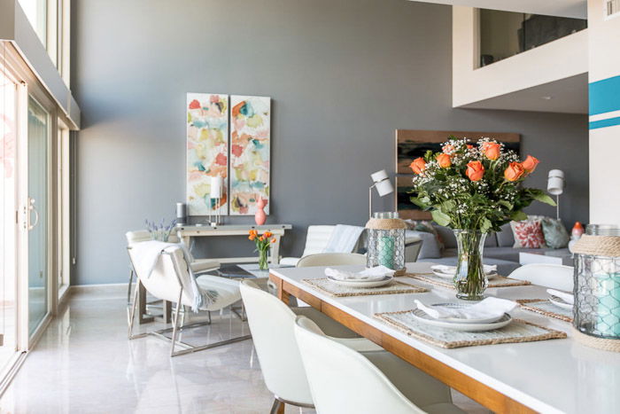 An interior photography image of a dining room 