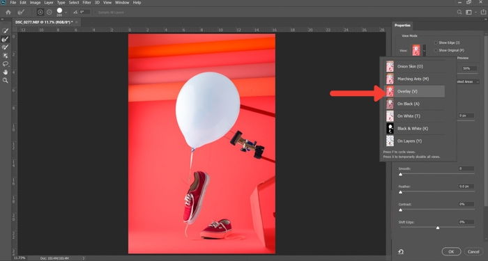 screenshot of editing an image in Photoshop