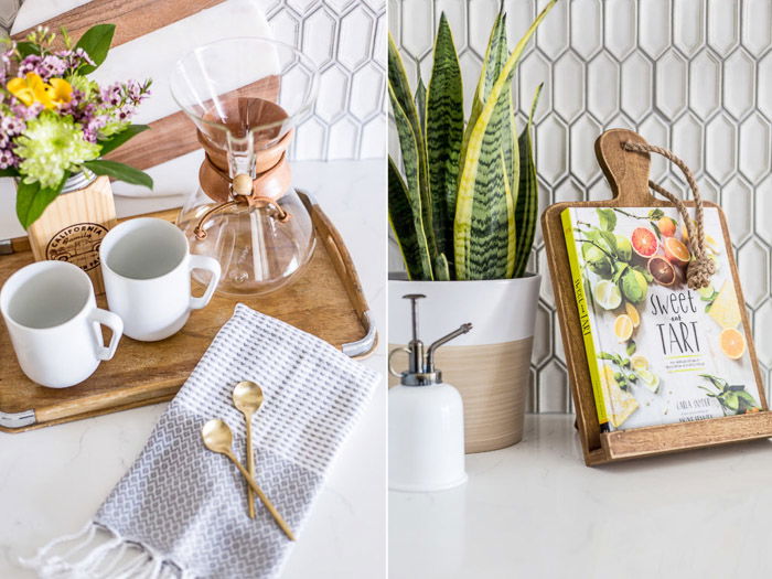 diptych of a kitchen counter top