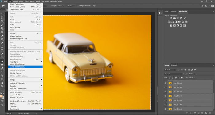 A screenshot of blending layers in Photoshop