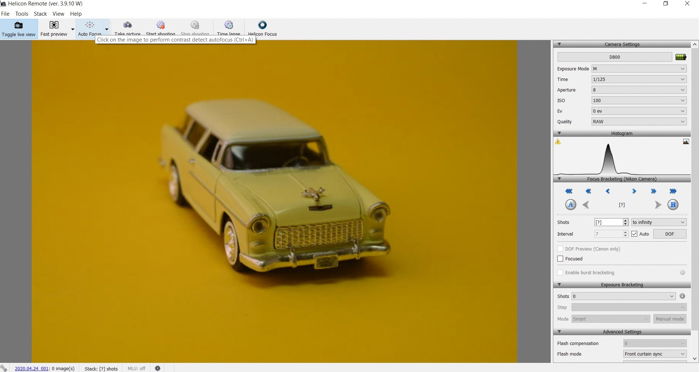 A screenshot of focus stacking in Helicon Soft