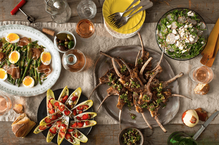 Flat lay of different food dishes