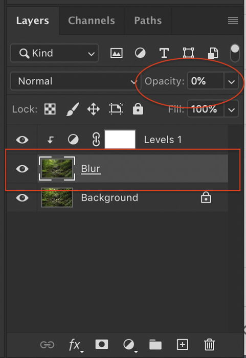 Screenshot of creating the orton effect in Photoshop