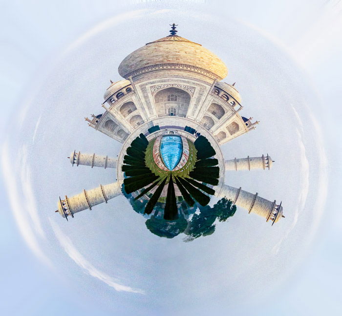 Taj Mahal as a tiny planet made in Photoshop