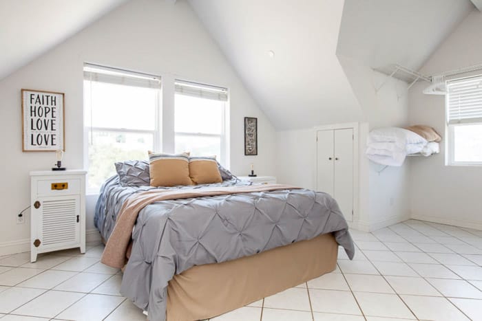 Bright and airy interior photography shot of a bedroom