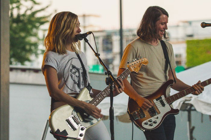 Musicians playing a live gig