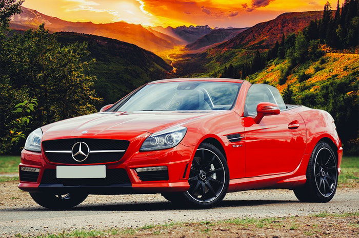 Photo of a red Mercedes sports car